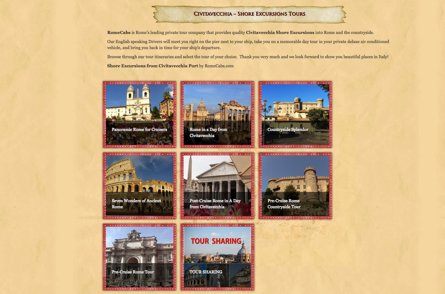 Pre Cruise Tours and Civitavecchia Shore Excursions with RomeCabs