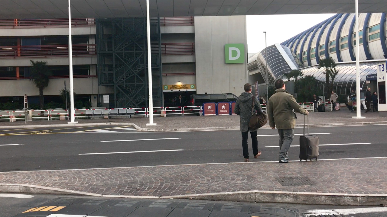 Walking to Parking Area for Driver Service Vehicles at FCO Airport
