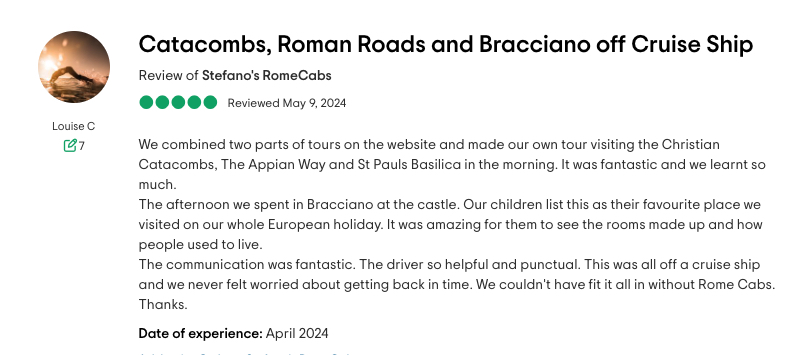 Louise C - RomeCabs Customer Reviews