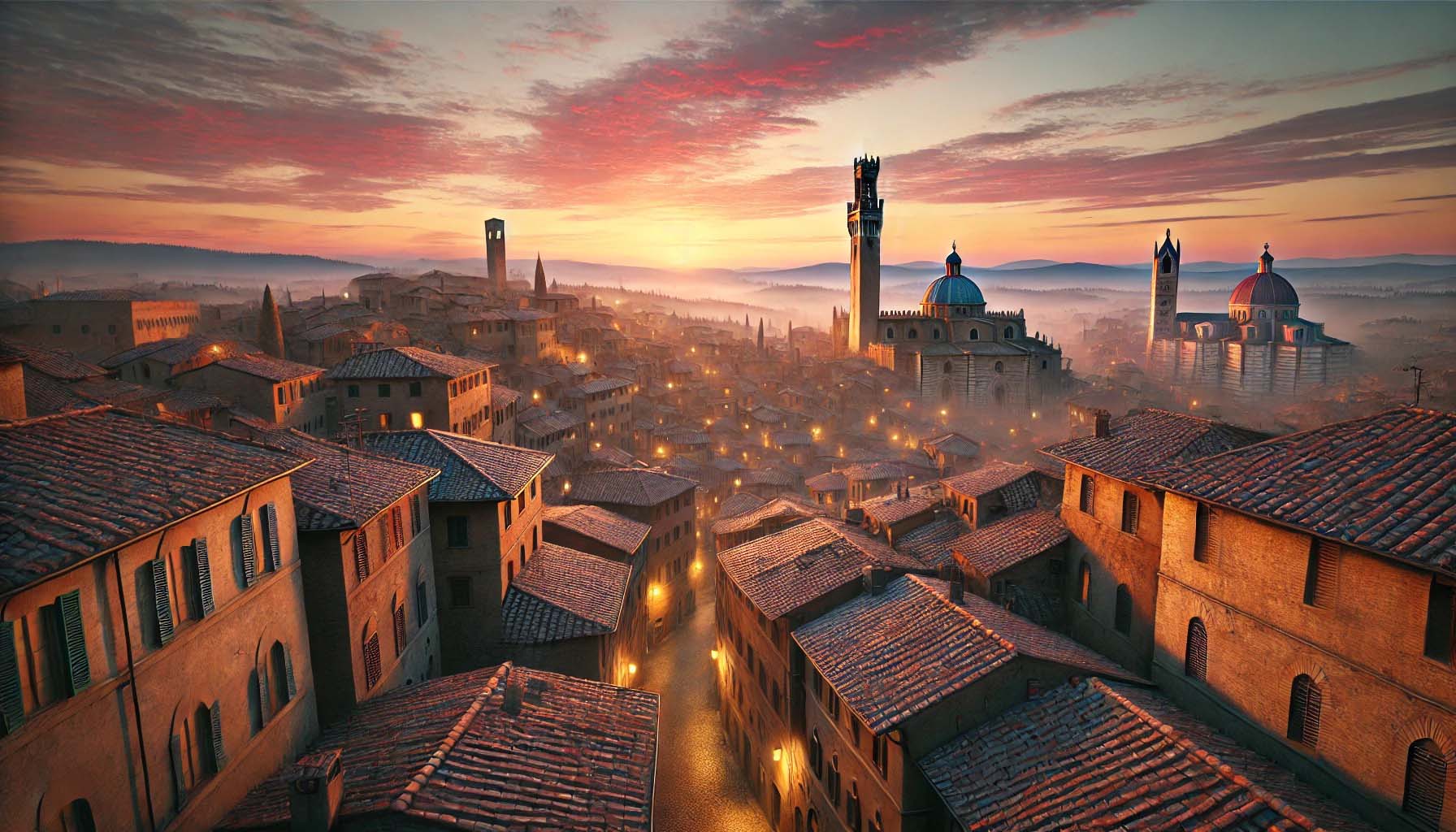 Dawn Morning in Siena the Medieval Times
