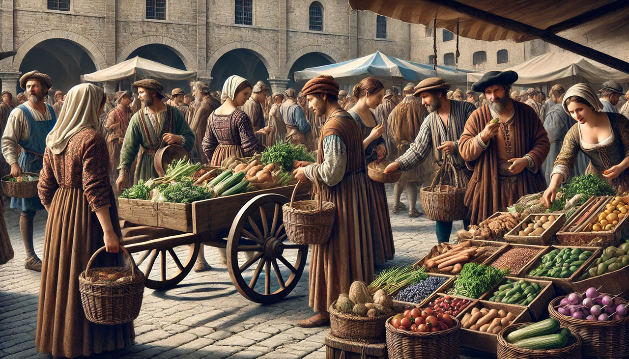 Piazza della Cisterna San Gimignano in the 1300s